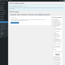 Page screenshot: BSK PDF Mngr → Settings → Permalinks
