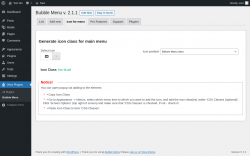 Page screenshot: Wow Plugins → Bubble Menu → Icon for menu