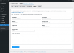 Page screenshot: Wow Plugins → Bubble Menu → Support