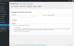 Page screenshot: Wow Plugins → Bubble Menu → Icon for menu