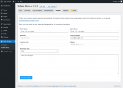 Page screenshot: Wow Plugins → Bubble Menu → Support