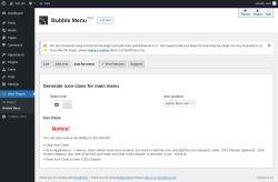 Page screenshot: Wow Plugins → Bubble Menu → Icon for menu