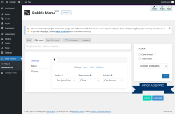 Page screenshot: Wow Plugins → Bubble Menu → Add new