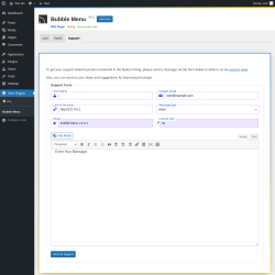 Page screenshot: Wow Plugins → Bubble Menu → Support