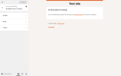 Page screenshot: Appearance &rarr; Emails