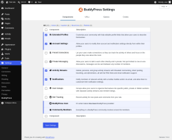 Page screenshot: Settings &rarr; BuddyPress