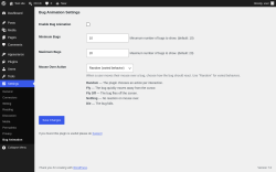 Page screenshot: Settings &rarr; Bug Animation