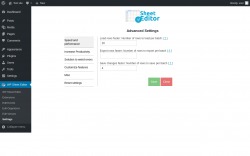 Page screenshot: WP Sheet Editor → Settings