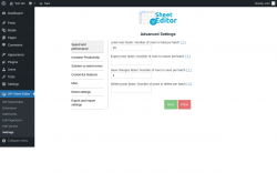 Page screenshot: WP Sheet Editor → Settings