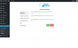Page screenshot: WP Sheet Editor → Settings
