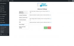 Page screenshot: WP Sheet Editor → Settings