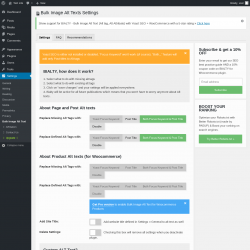 Page screenshot: Settings → Bulk Image Alt Text