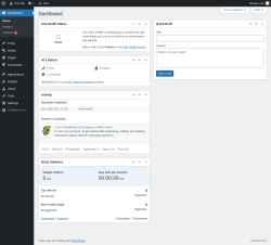 Page screenshot: Dashboard &lsaquo; Test site &mdash; WordPress