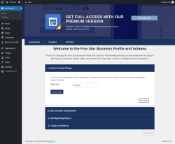 Page screenshot: Five Star Business Profile and Schema - Welcome! ‹ Test site — WordPress