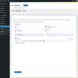 Page screenshot: Wow Plugins → Buttons → Support