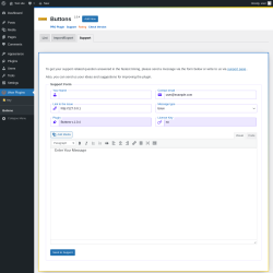 Page screenshot: Wow Plugins → Buttons → Support
