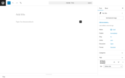 Page screenshot: Add Post ‹ Test site — WordPress