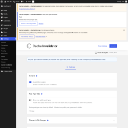 Page screenshot: Settings &rarr; Cache Invalidator