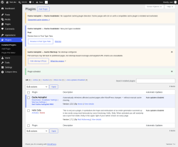 Page screenshot: Plugins &lsaquo; Test site &mdash; WordPress