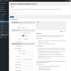 Page screenshot: Settings &rarr; UseStrict&rsquo;s Calendly Embedder