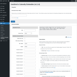 Page screenshot: Settings &rarr; UseStrict&rsquo;s Calendly Embedder