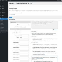 Page screenshot: Settings &rarr; UseStrict&rsquo;s Calendly Embedder
