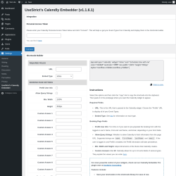 Page screenshot: Settings &rarr; UseStrict&rsquo;s Calendly Embedder