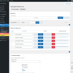 Page screenshot: Calculated Fields Form → Troubleshoot Area & General Settings