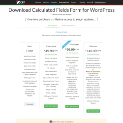 Page screenshot: Calculated Fields Form → Upgrade