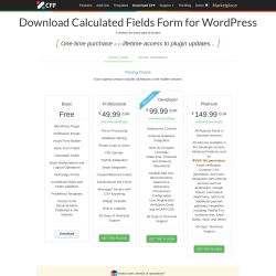 Page screenshot: Calculated Fields Form → Upgrade