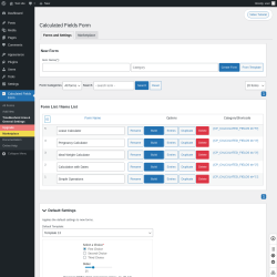 Page screenshot: Calculated Fields Form → Troubleshoot Area & General Settings