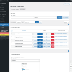 Page screenshot: Calculated Fields Form → Troubleshoot Area & General Settings
