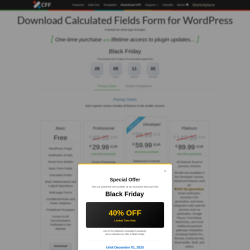 Page screenshot: Calculated Fields Form → Upgrade