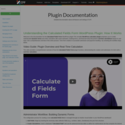 Page screenshot: Calculated Fields Form → Documentation