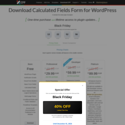 Page screenshot: Calculated Fields Form &rarr; Upgrade