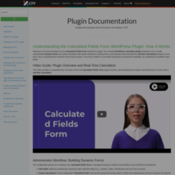 Page screenshot: Calculated Fields Form &rarr; Documentation