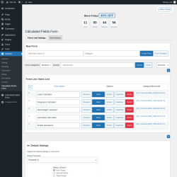 Page screenshot: Settings &rarr; Calculated Fields Form
