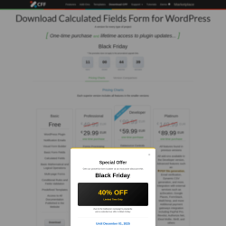 Page screenshot: Calculated Fields Form &rarr; Upgrade