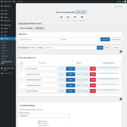 Page screenshot: Settings &rarr; Calculated Fields Form