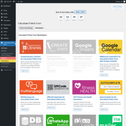 Page screenshot: Settings &rarr; Calculated Fields Form &rarr; Marketplace