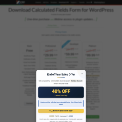 Page screenshot: Calculated Fields Form &rarr; Upgrade