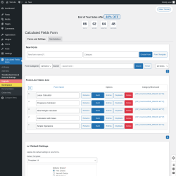 Page screenshot: Calculated Fields Form &rarr; Troubleshoot Area & General Settings