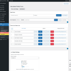 Page screenshot: Calculated Fields Form &rarr; Troubleshoot Area & General Settings