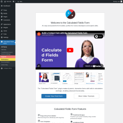 Page screenshot: Calculated Fields Form &lsaquo; Test site &mdash; WordPress