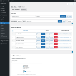 Page screenshot: Settings &rarr; Calculated Fields Form