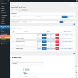 Page screenshot: Calculated Fields Form &rarr; Troubleshoot Area & General Settings