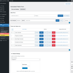 Page screenshot: Calculated Fields Form &rarr; Troubleshoot Area & General Settings