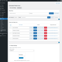 Page screenshot: Settings &rarr; Calculated Fields Form