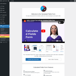 Page screenshot: Calculated Fields Form &lsaquo; Test site &mdash; WordPress