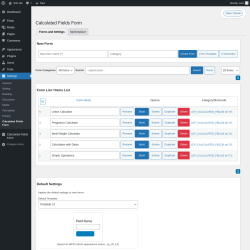 Page screenshot: Settings &rarr; Calculated Fields Form